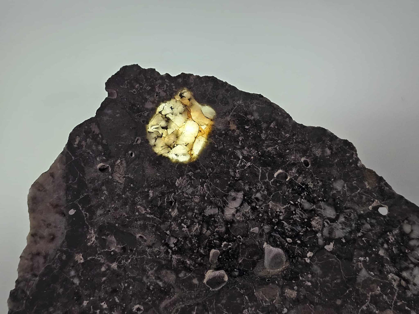 Nagjir 005 TRANSLUCENT Lunar Melt Breccia Meteorite Slice 82.9g