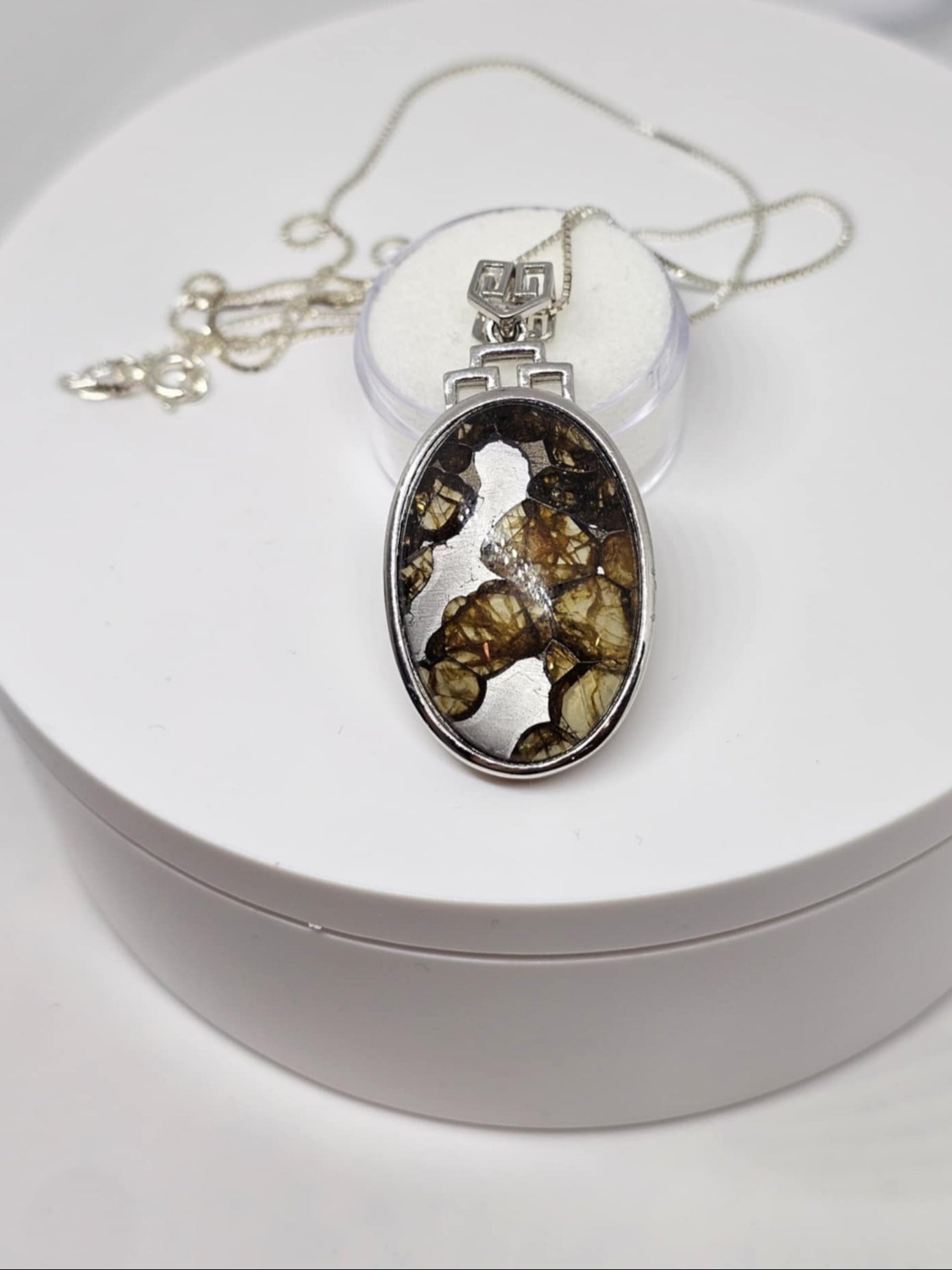 Libyan Desert Glass Impactite Sterling Silver Necklace - 11.8g