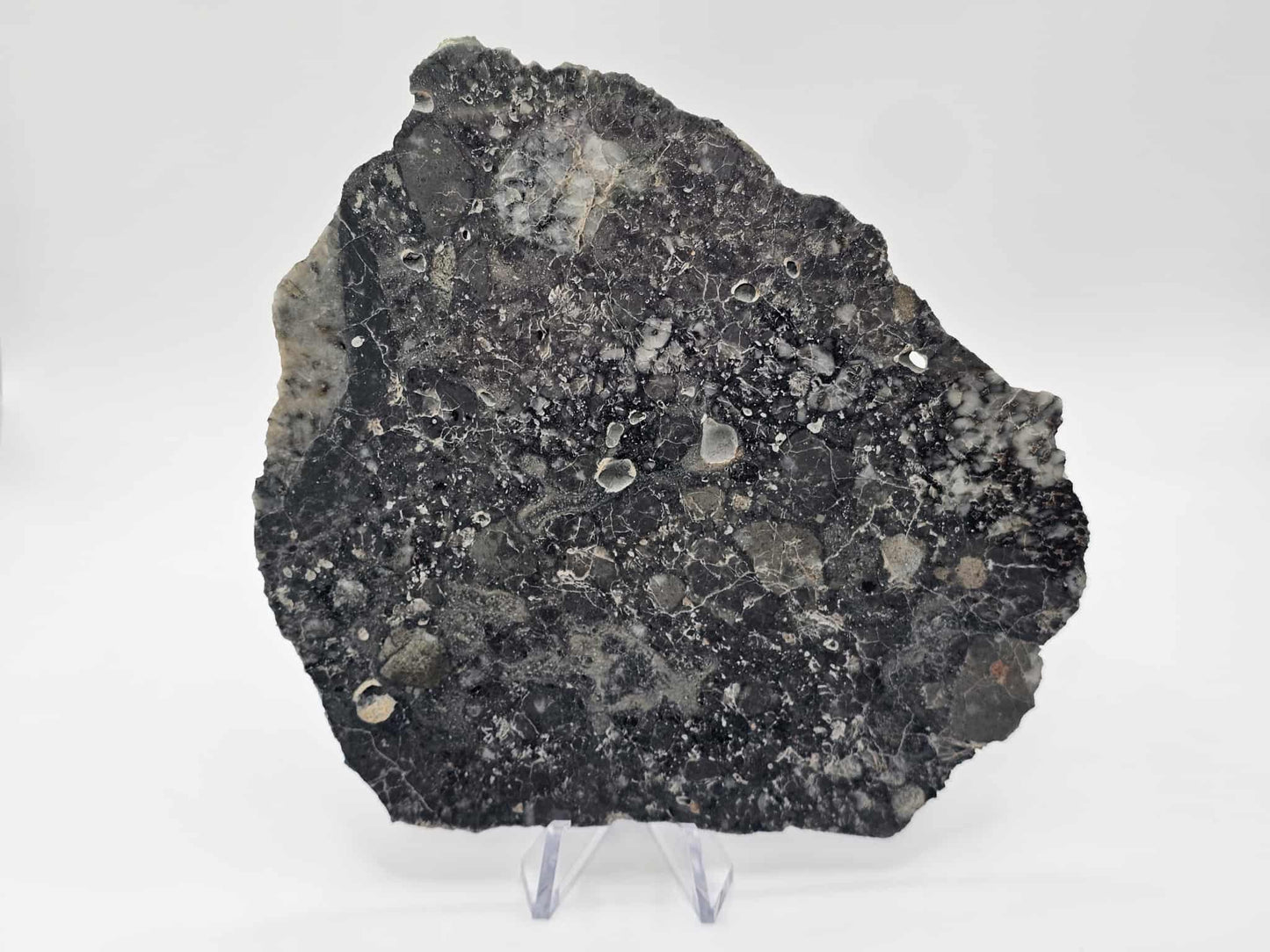 Nagjir 005 TRANSLUCENT Lunar Melt Breccia Meteorite Slice 82.9g