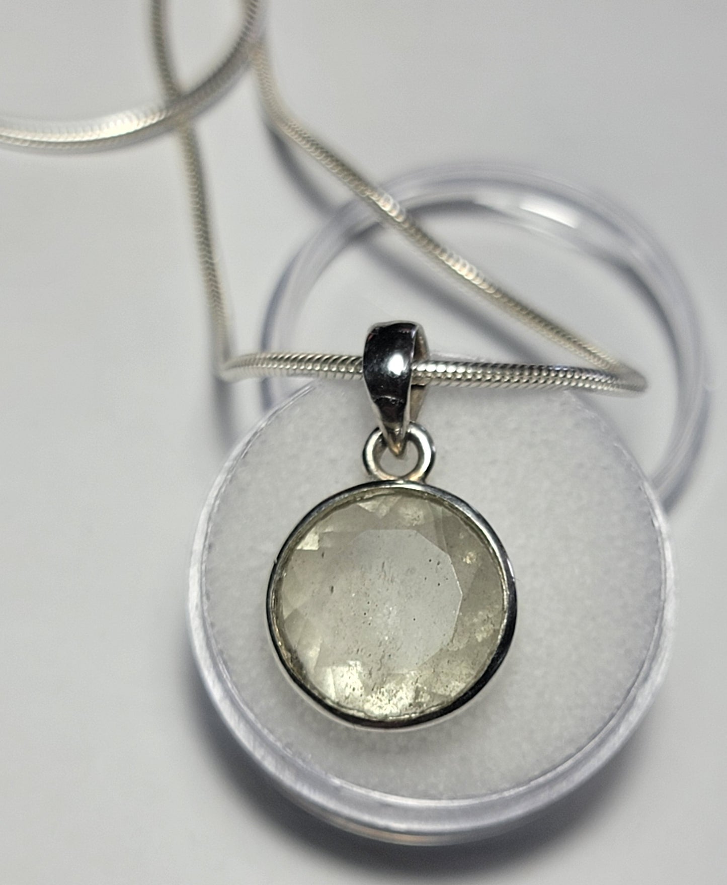 Libyan Desert Glass Impactite Sterling Silver Necklace - 2.87g