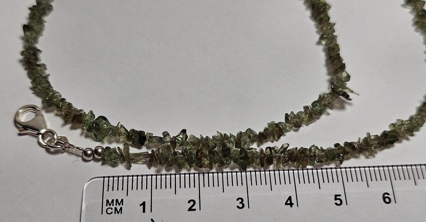 Czech Republic Moldavite Chip Bead Necklace 33.5cts - 6.7 grams