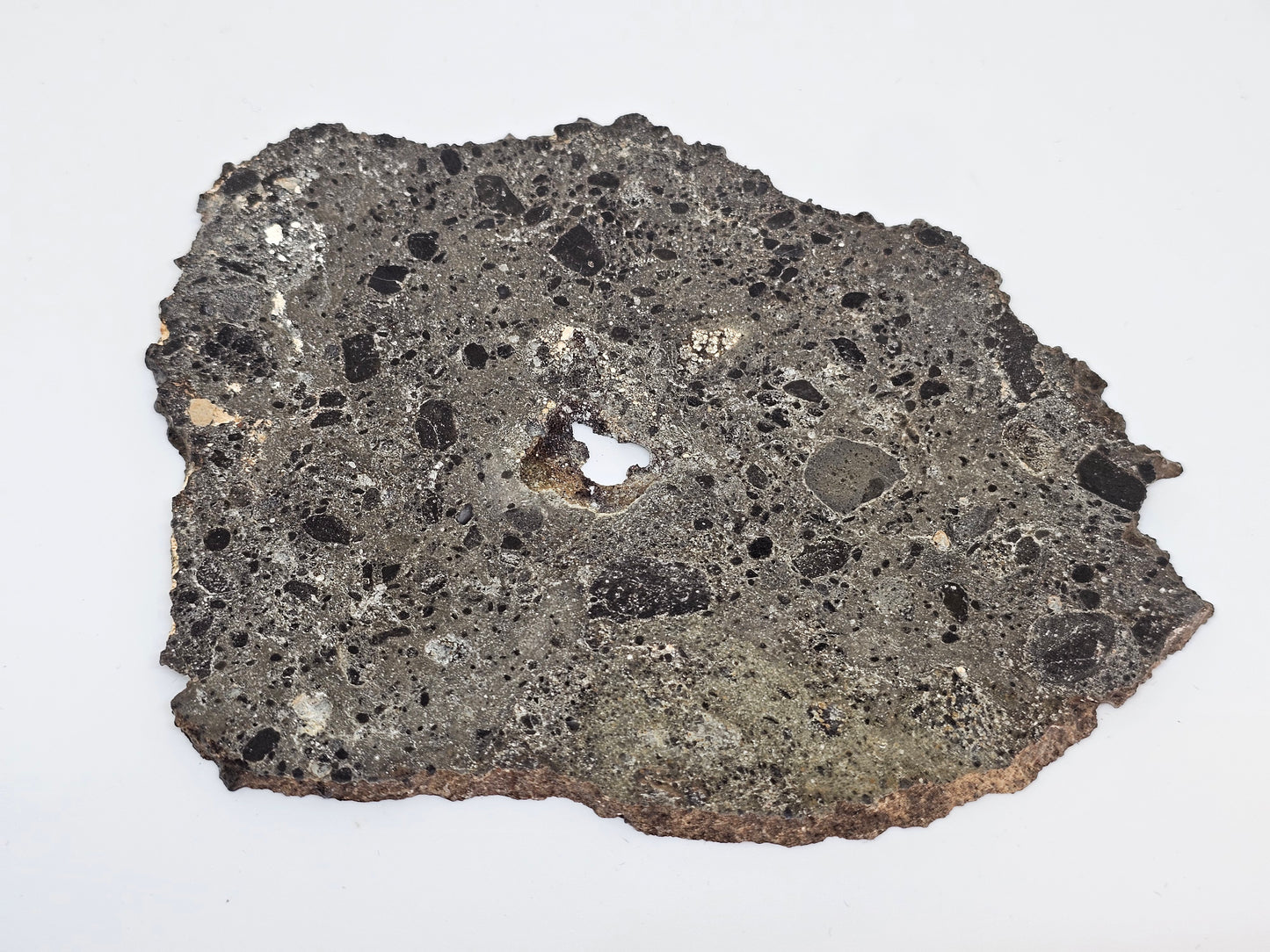 NEA 104 Slice of Lunar Troctolite Melt Breccia Meteorite 62.1g