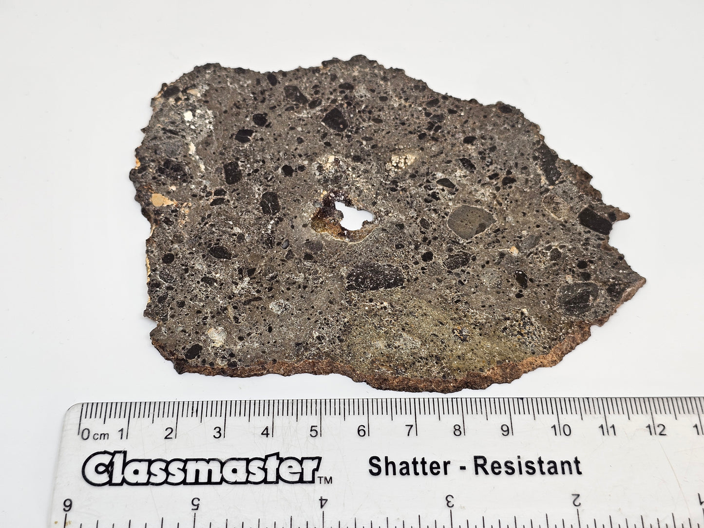 NEA 104 Slice of Lunar Troctolite Melt Breccia Meteorite 62.1g