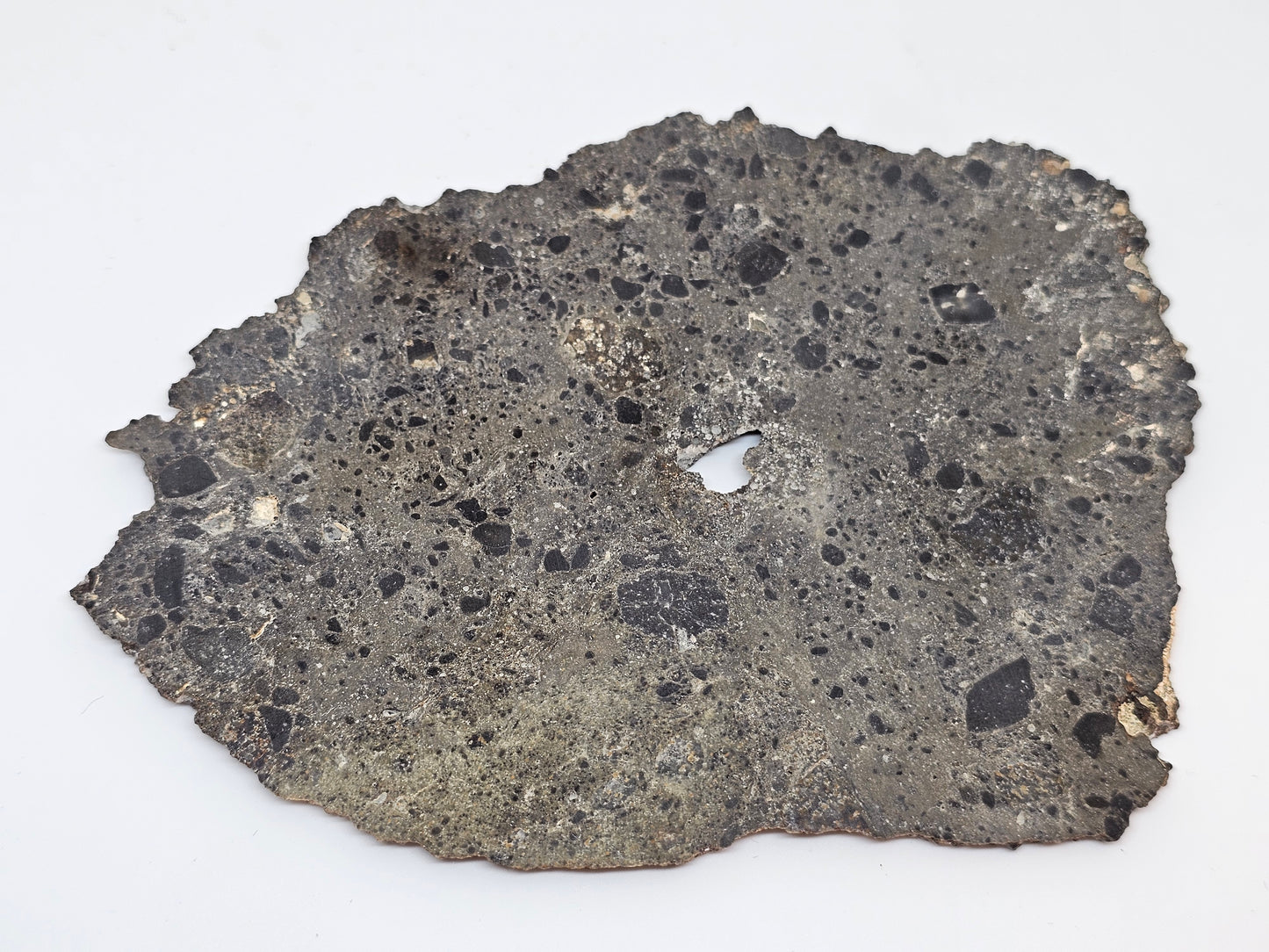 NEA 104 Slice of Lunar Troctolite Melt Breccia Meteorite 62.1g