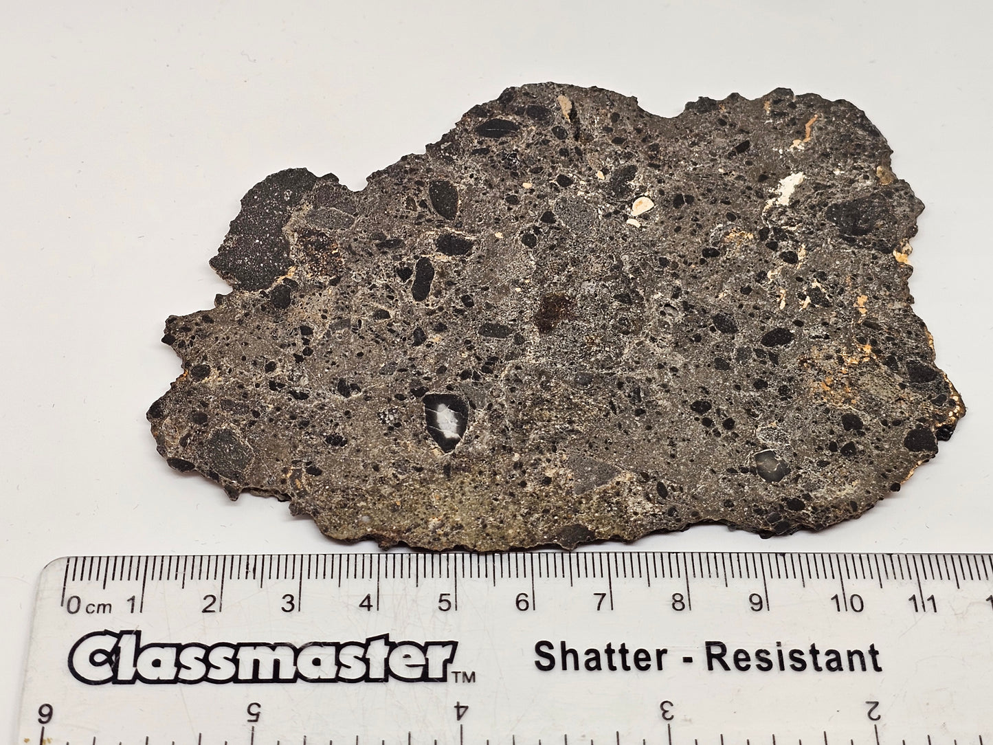 NEA 104 Slice of Lunar Troctolite Melt Breccia Meteorite 50g