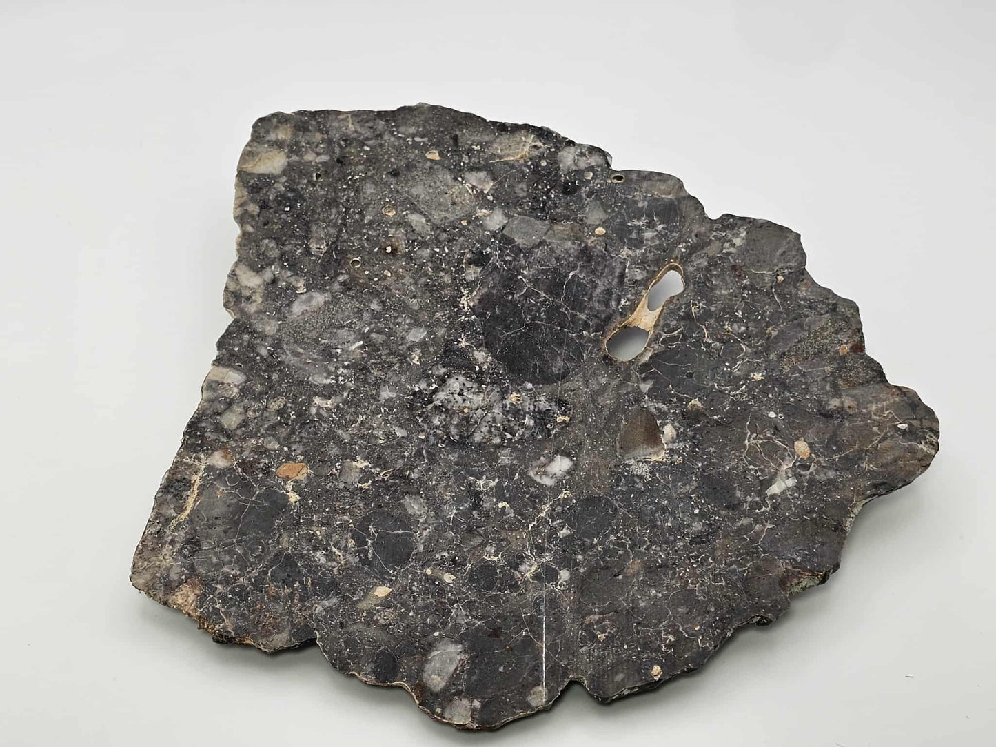 Nagjir 005 TRANSLUCENT Lunar Melt Breccia Meteorite Slice 76g