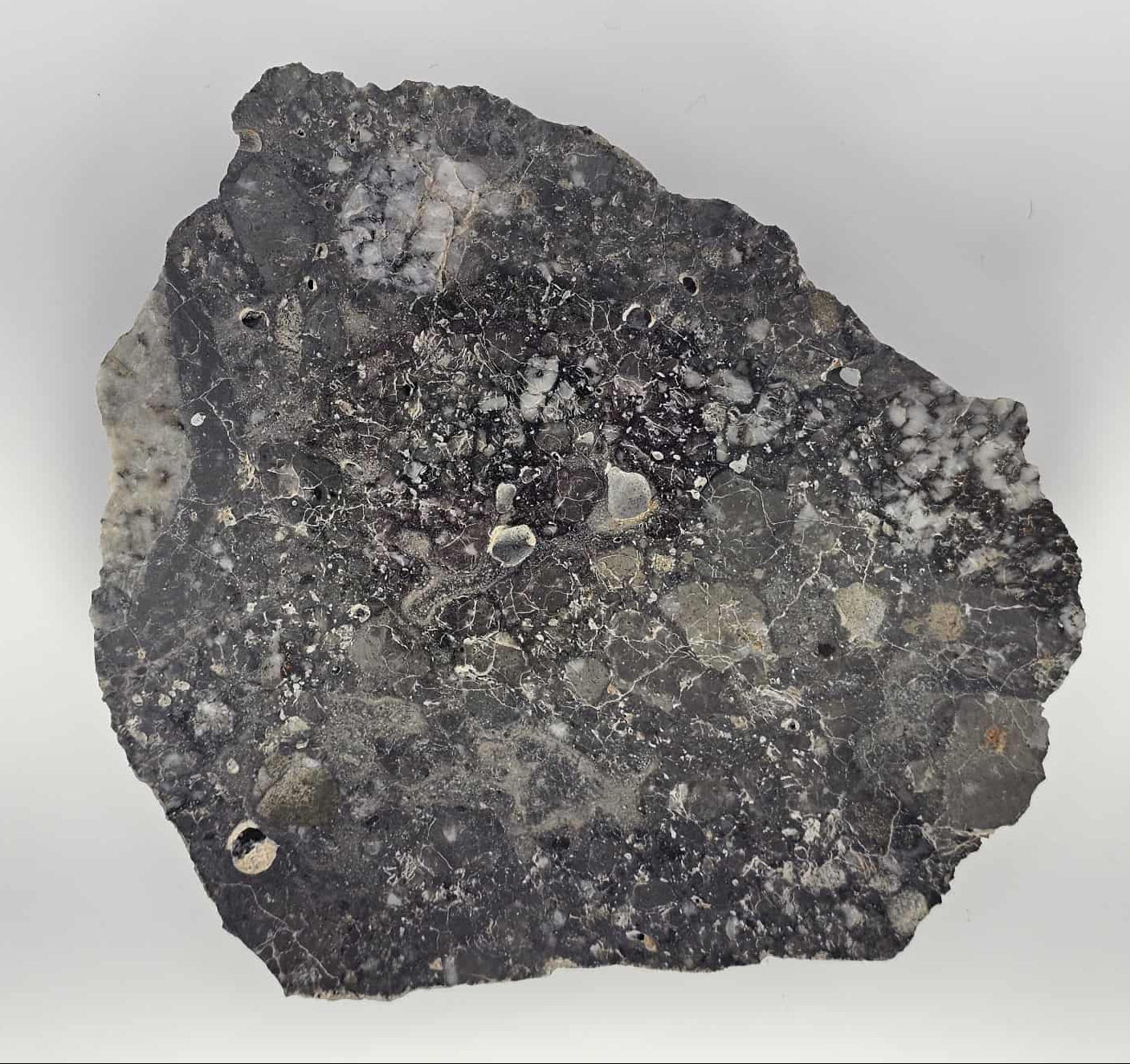 Nagjir 005 TRANSLUCENT Lunar Melt Breccia Meteorite Slice 82.9g