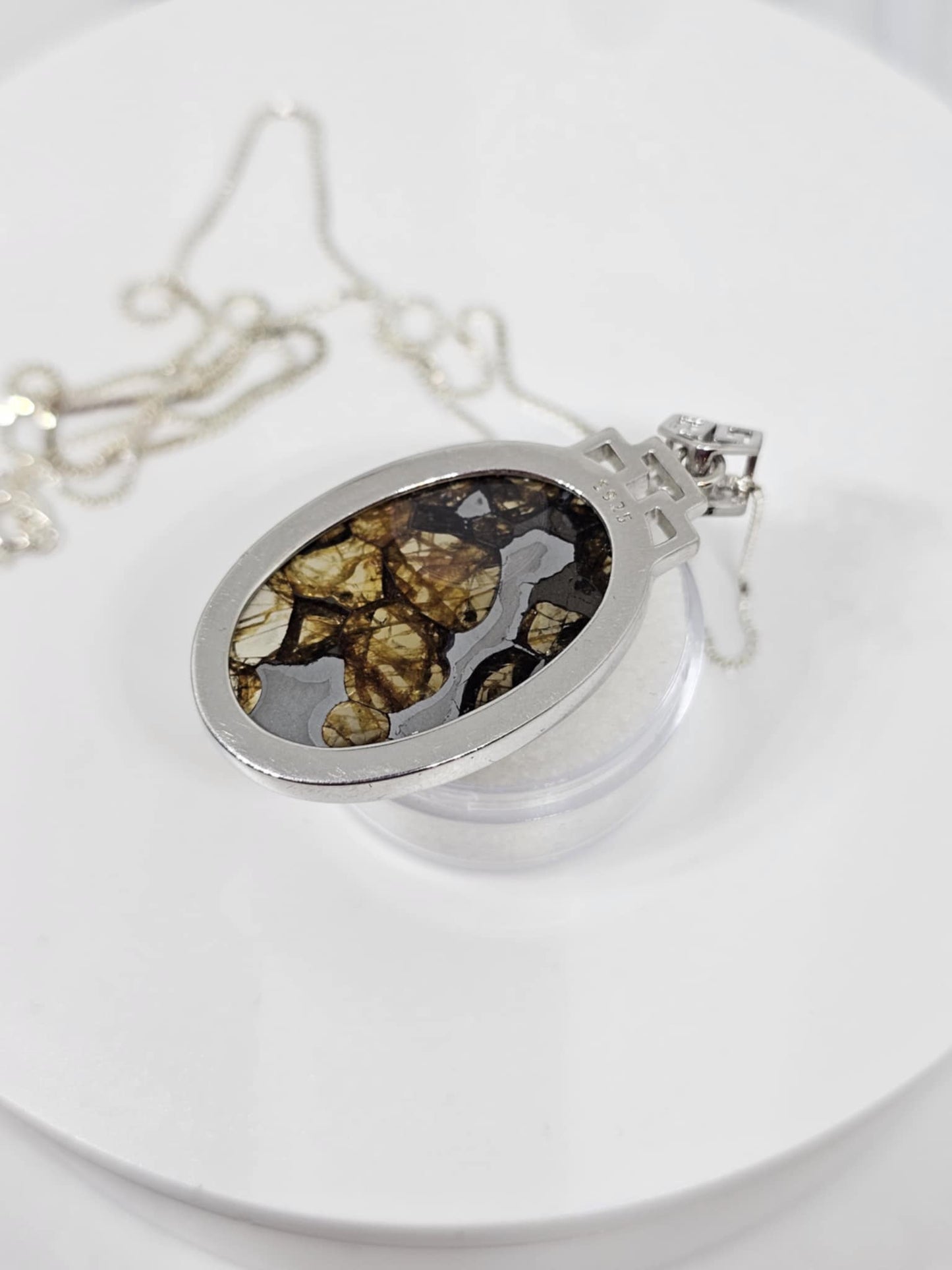 Libyan Desert Glass Impactite Sterling Silver Necklace - 11.8g