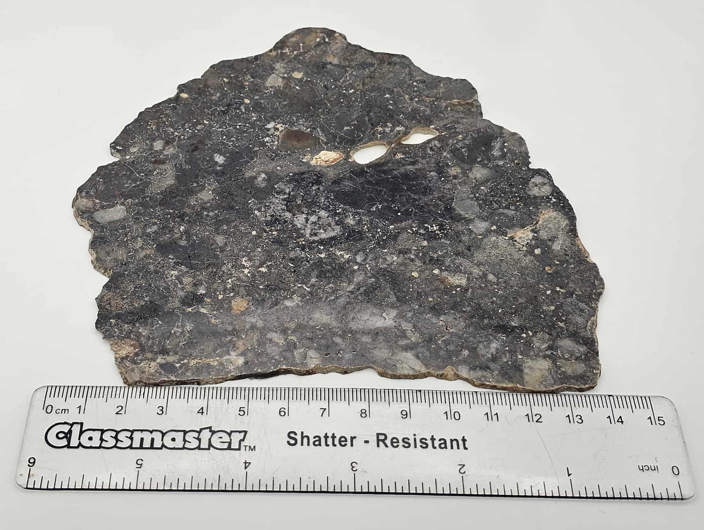 Nagjir 005 TRANSLUCENT Lunar Melt Breccia Meteorite Slice 76g