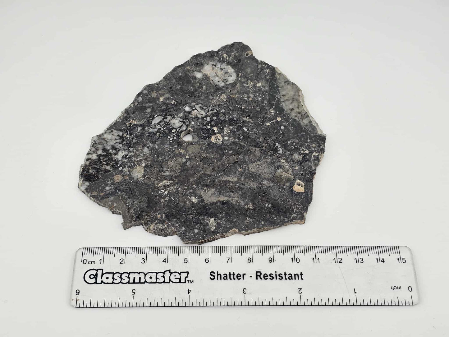 Nagjir 005 TRANSLUCENT Lunar Melt Breccia Meteorite Slice 81.3g