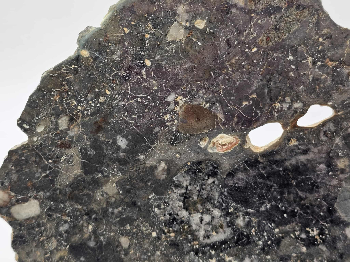 Nagjir 005 TRANSLUCENT Lunar Melt Breccia Meteorite Slice 76g