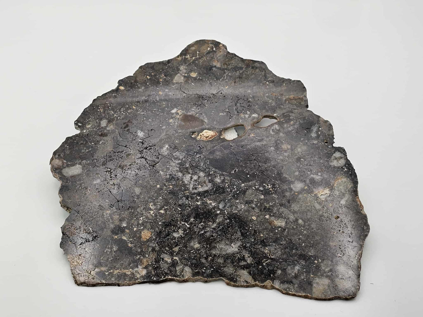Nagjir 005 TRANSLUCENT Lunar Melt Breccia Meteorite Slice 76g