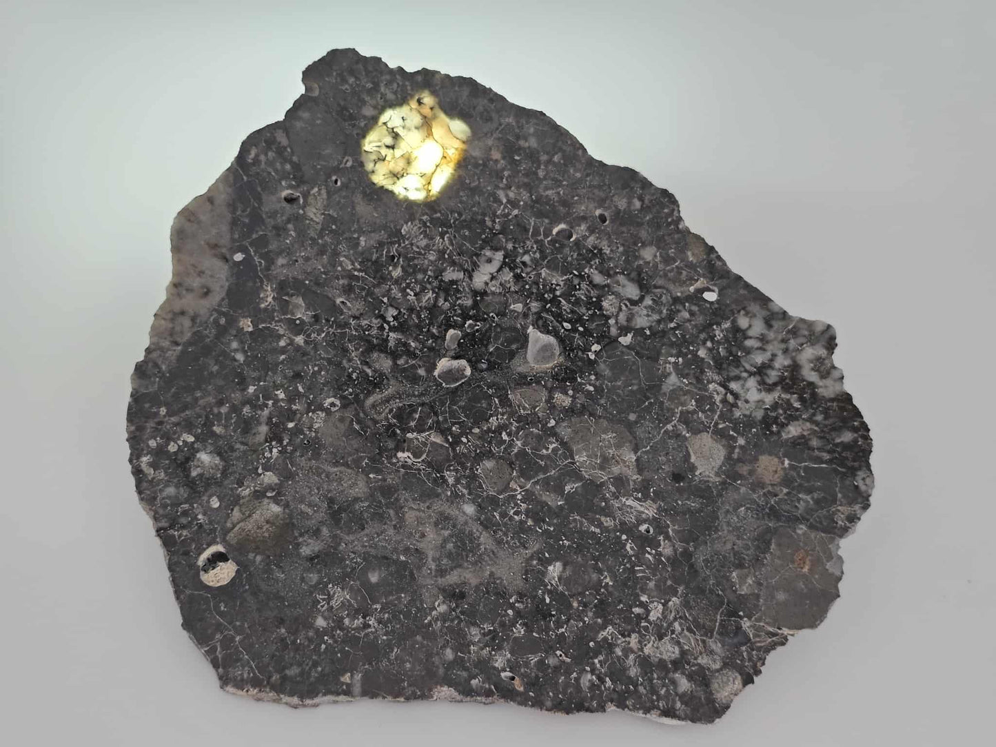 Nagjir 005 TRANSLUCENT Lunar Melt Breccia Meteorite Slice 82.9g