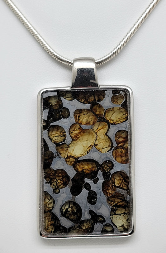 Sericho Pallasite Meteorite Sterling Silver Necklace - 16.2g