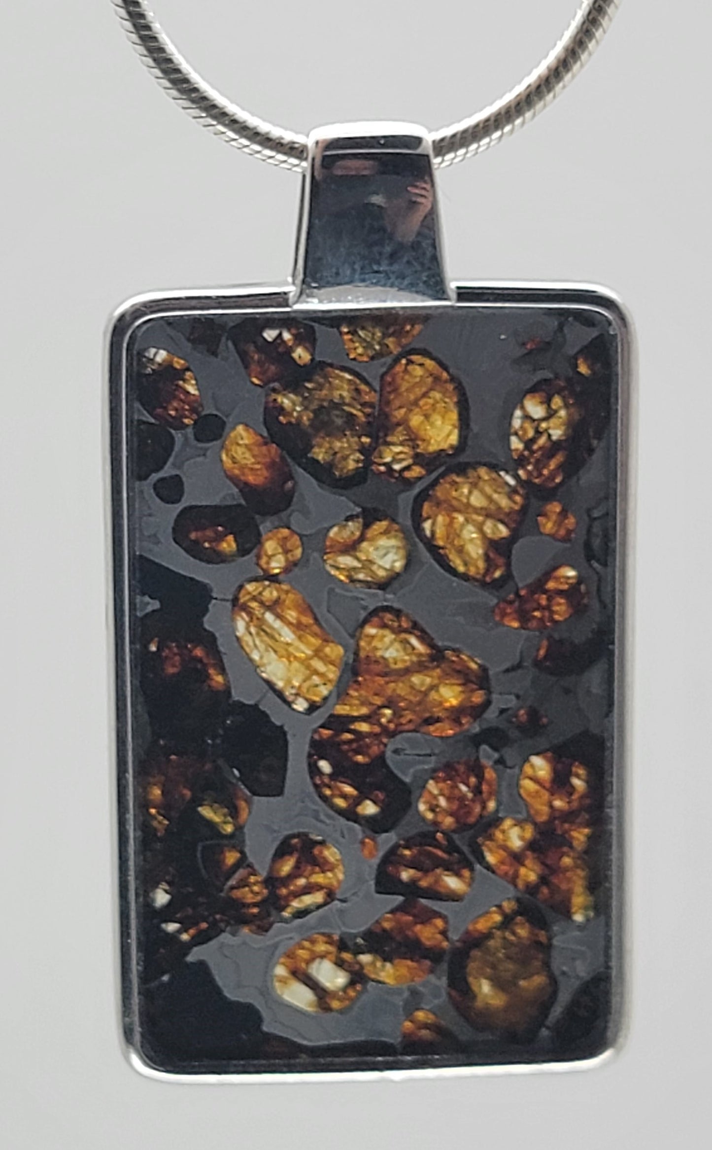 Sericho Pallasite Meteorite Sterling Silver Necklace - 15.8g