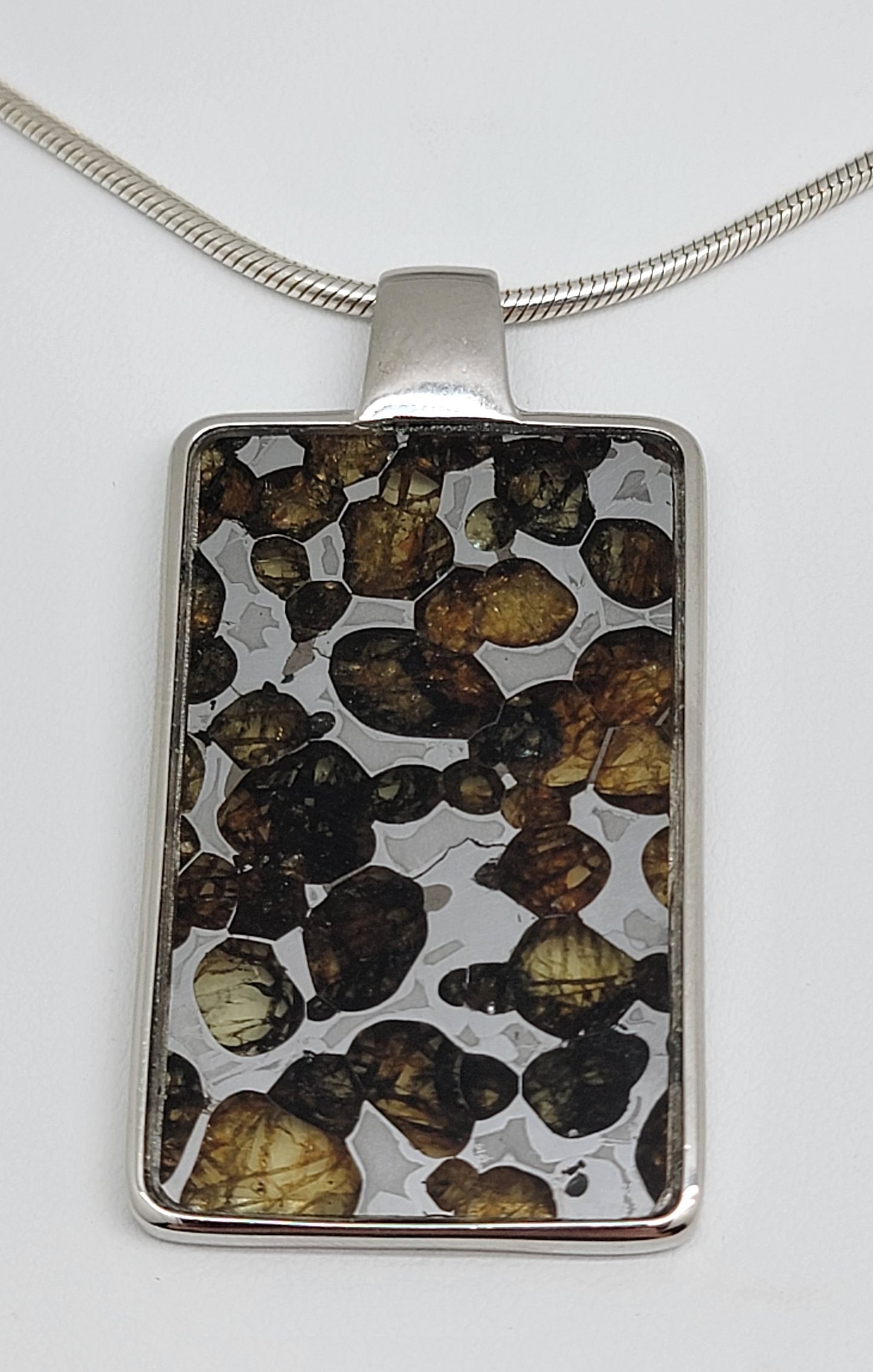 Sericho Pallasite Meteorite Sterling Silver Necklace - 16.58g