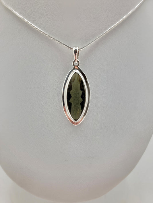 Czech Republic Moldavite Sterling Silver Necklace Impact Glass - 5.50g