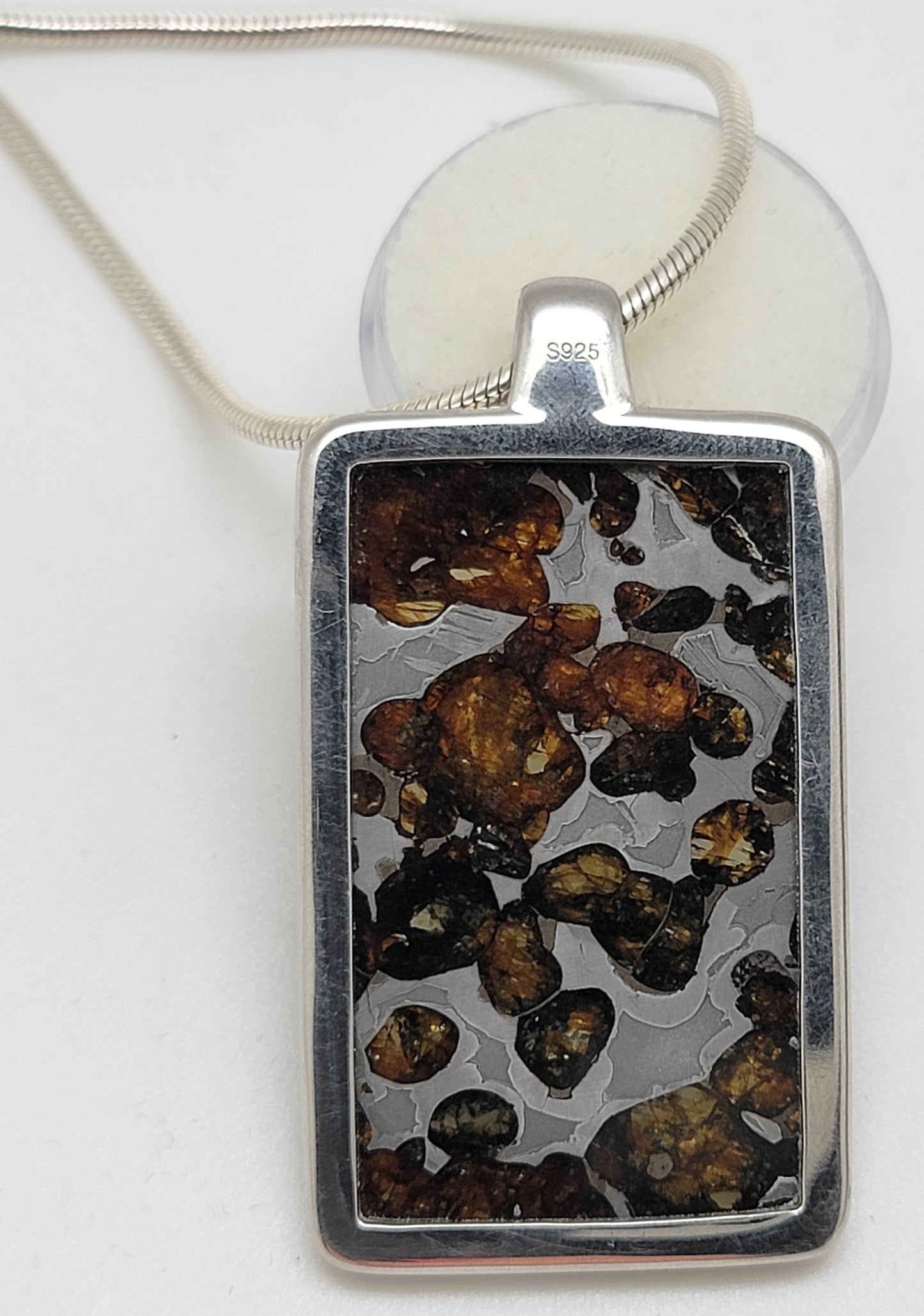 Sericho Pallasite Meteorite Sterling Silver Necklace - 16.1g