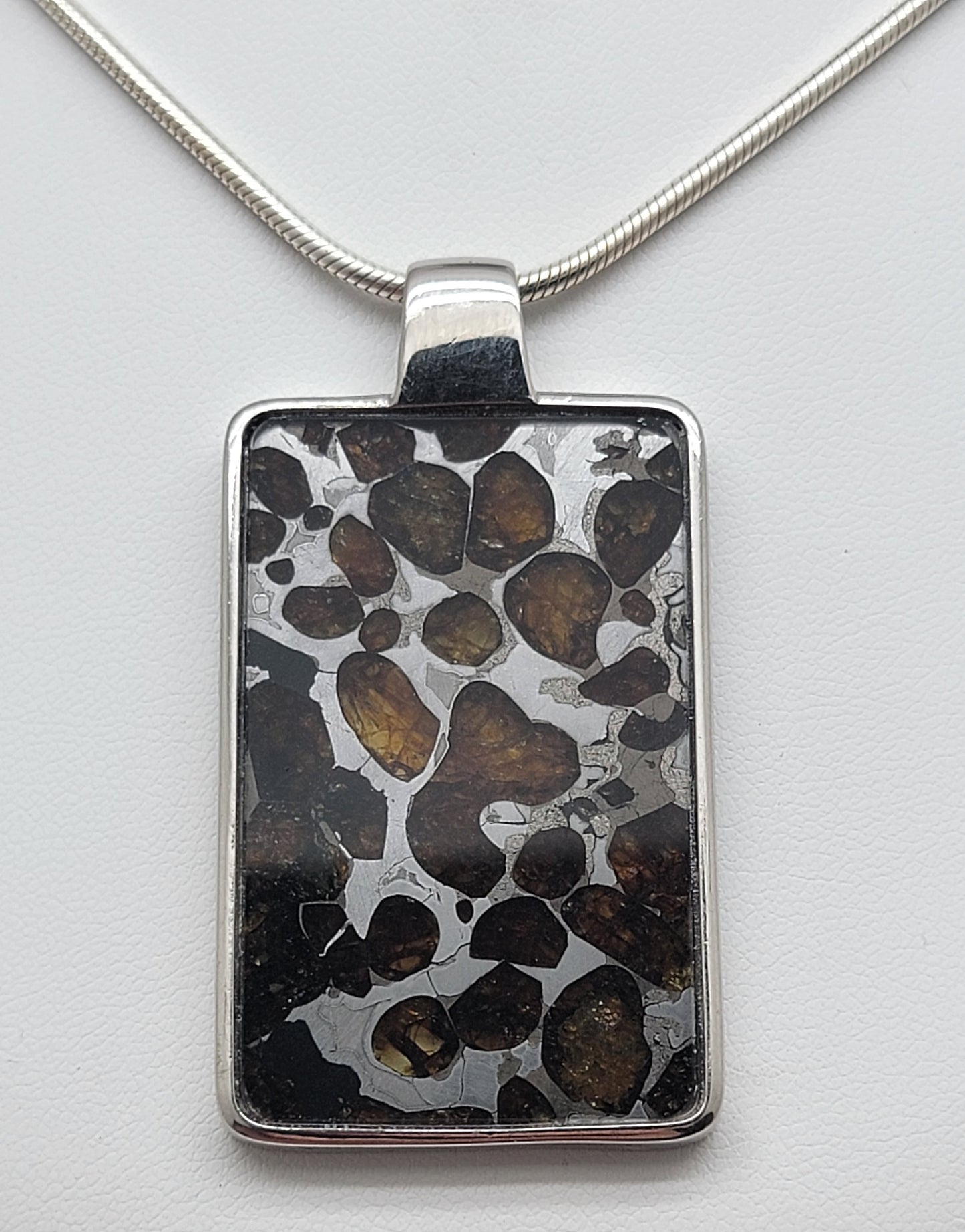 Sericho Pallasite Meteorite Sterling Silver Necklace - 15.8g