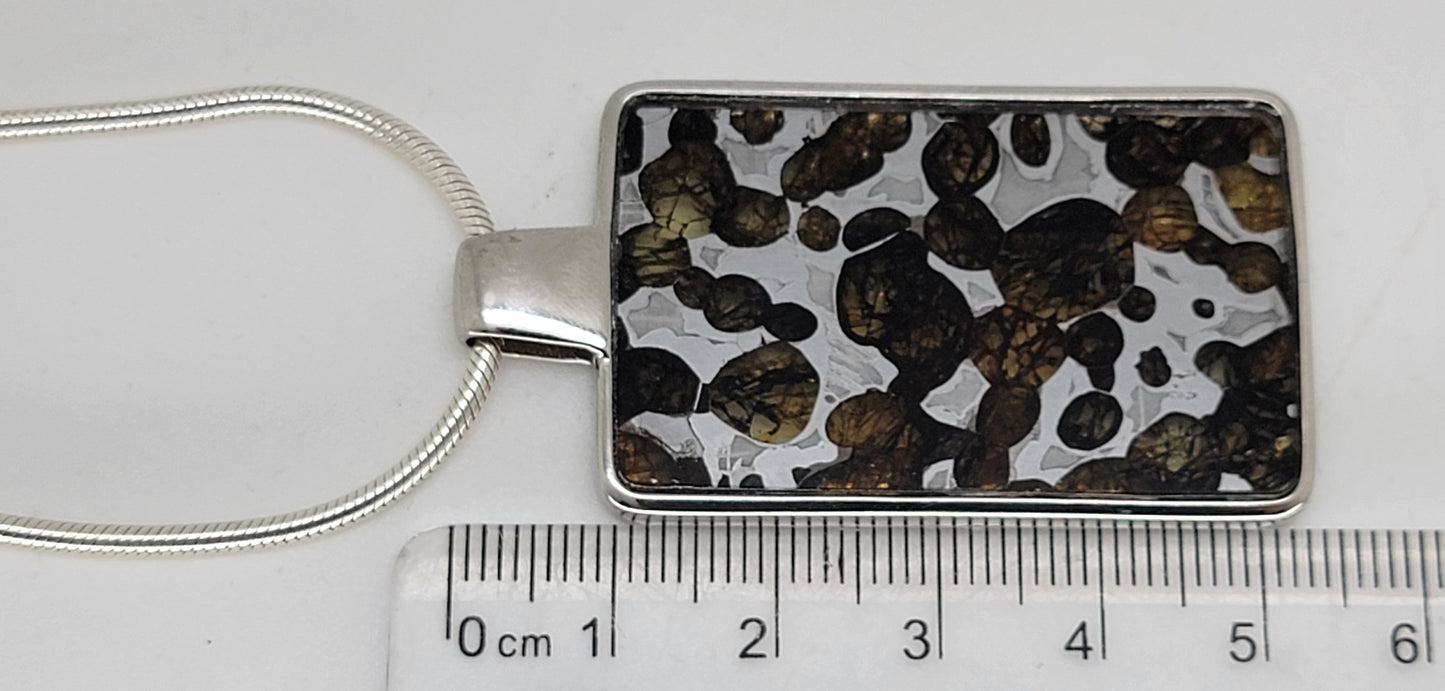 Sericho Pallasite Meteorite Sterling Silver Necklace - 16.5g