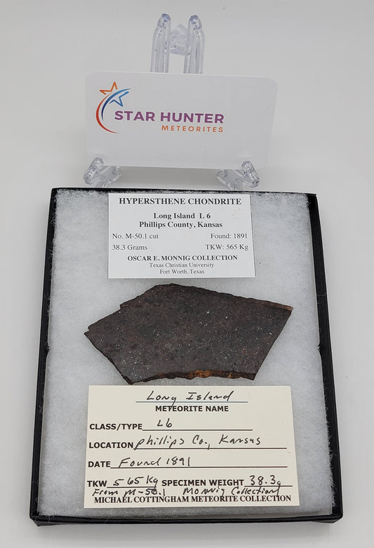 Long Island, Kansas Ordinary Chondrite Meteorite Slice - 38.3g