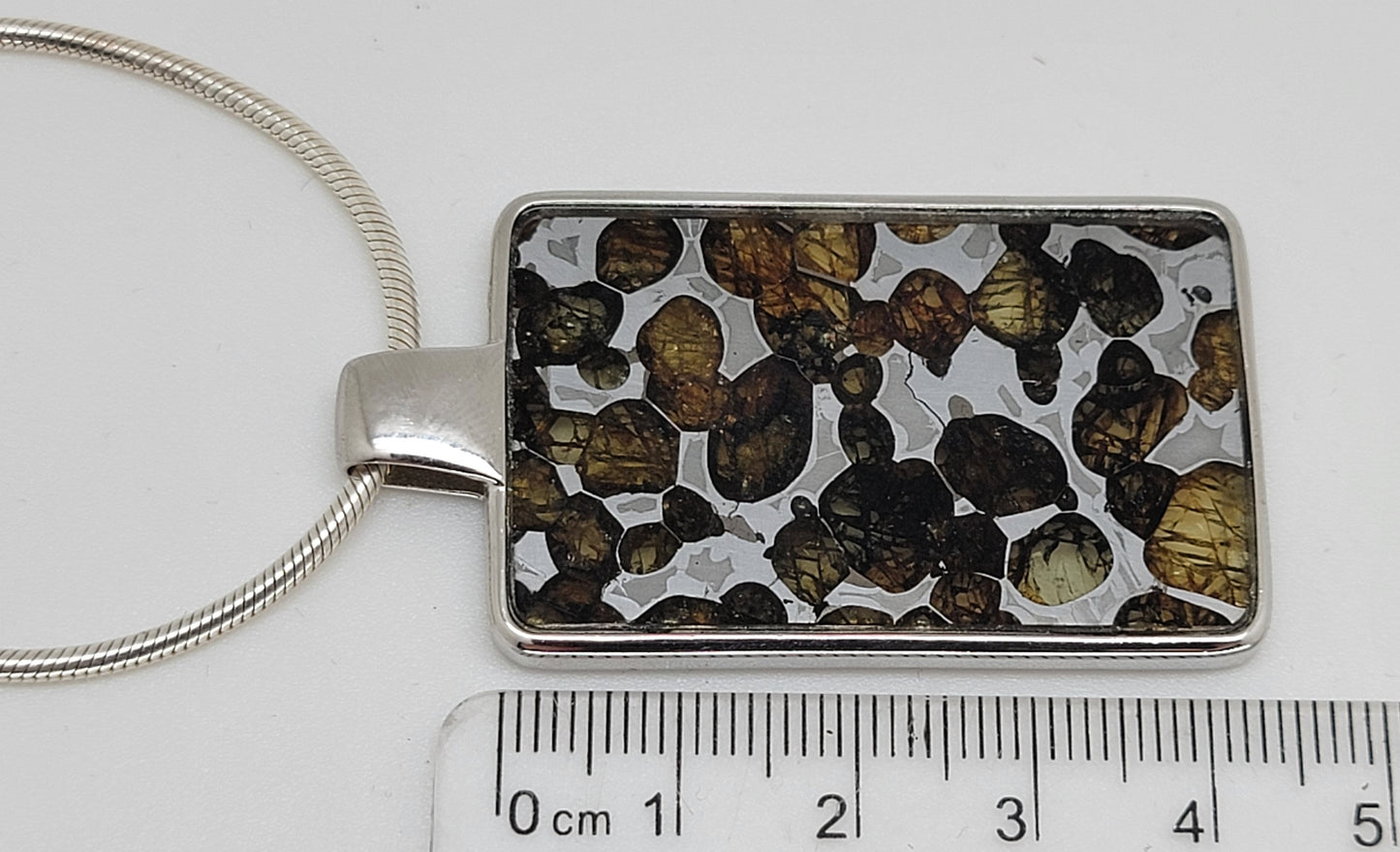 Sericho Pallasite Meteorite Sterling Silver Necklace - 16.58g