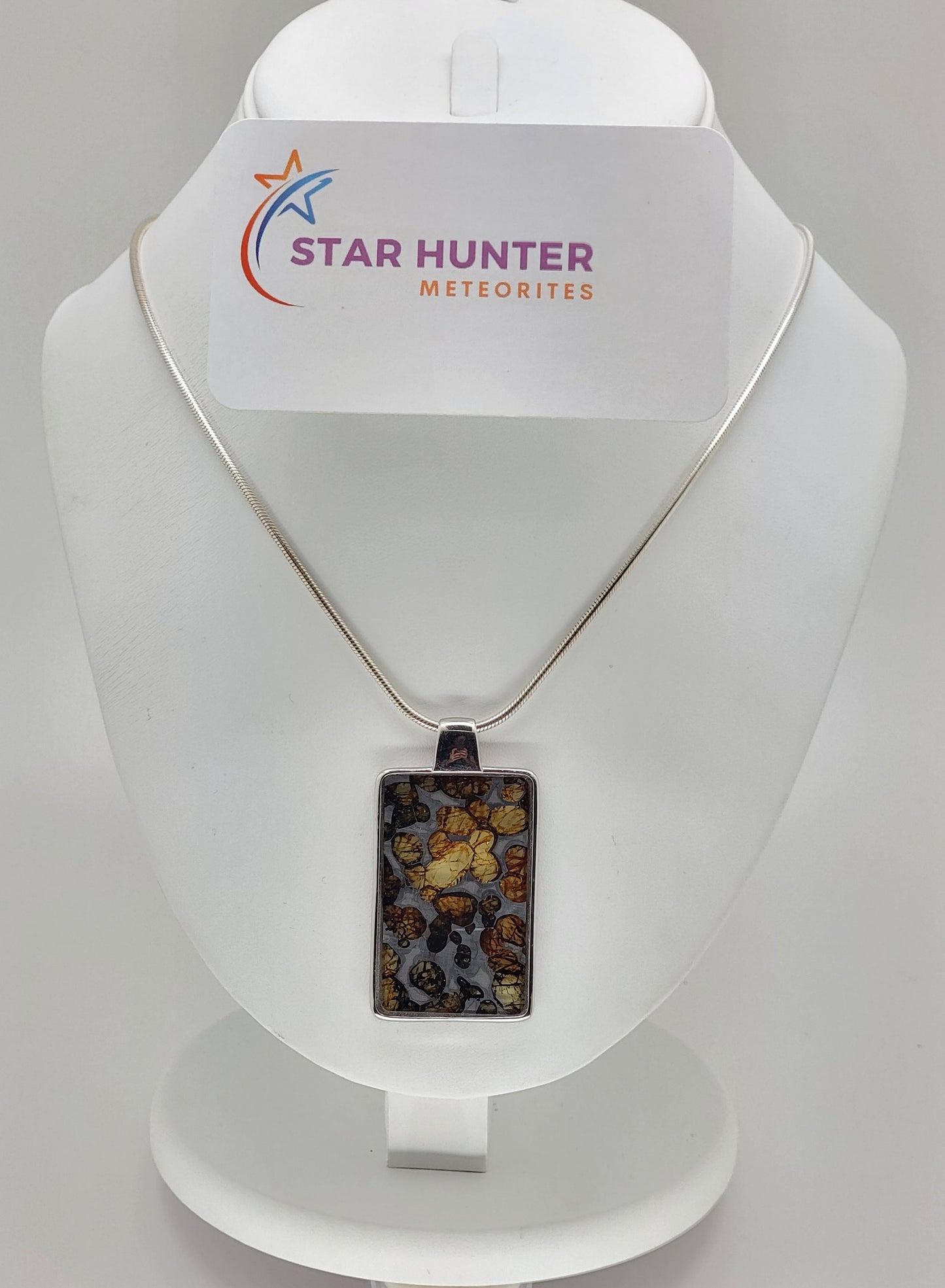 Sericho Pallasite Meteorite Sterling Silver Necklace - 16.2g