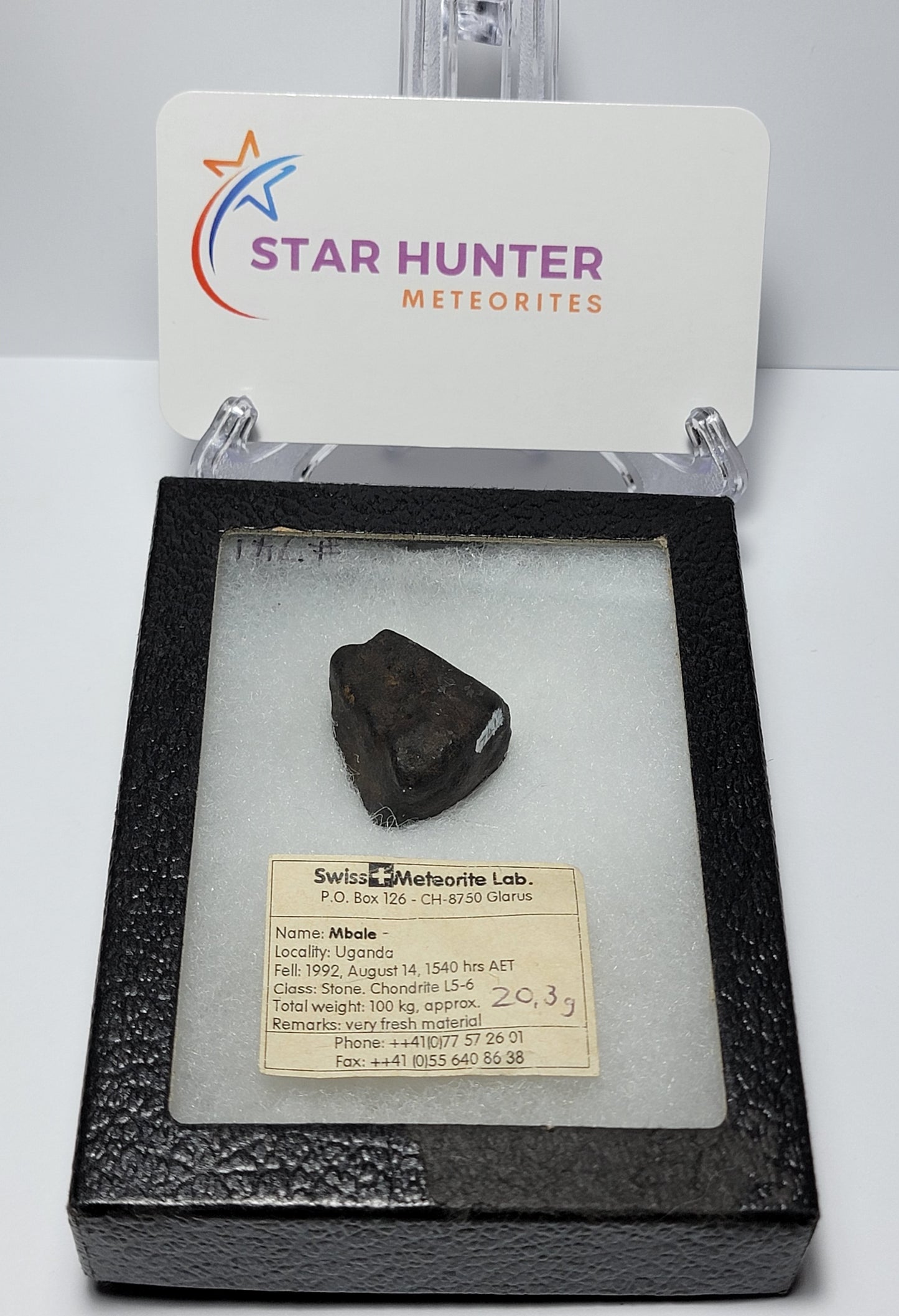 Mbale - Uganda Crusted Individual Meteorite - Ordinary Chondrite L5-6 - 20.3g