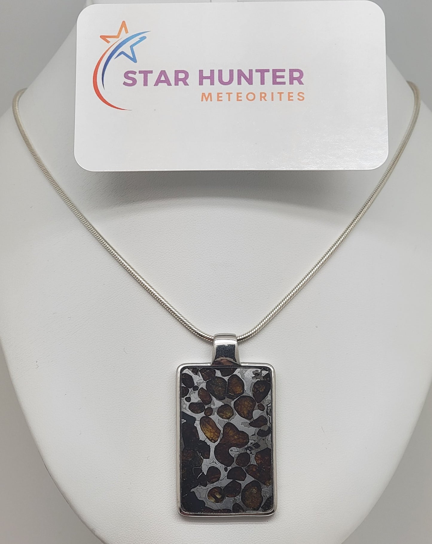 Sericho Pallasite Meteorite Sterling Silver Necklace - 15.8g