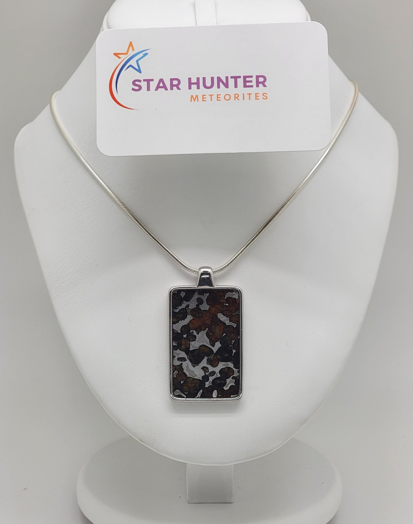 Sericho Pallasite Meteorite Sterling Silver Necklace - 16.1g