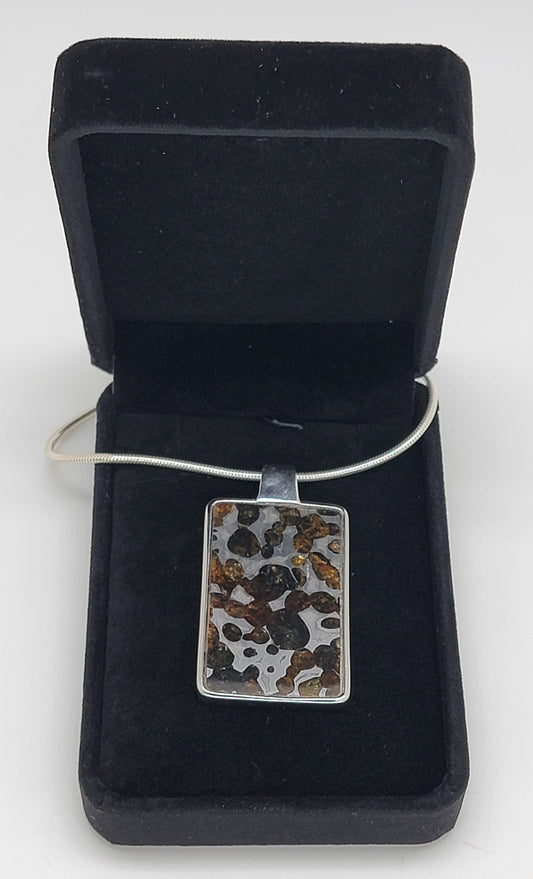 Sericho Pallasite Meteorite Sterling Silver Necklace - 16.5g