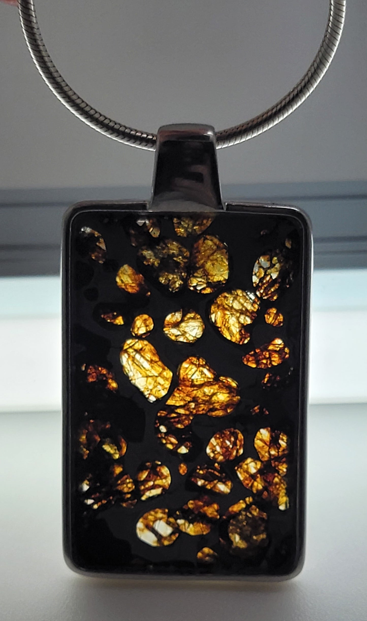 Sericho Pallasite Meteorite Sterling Silver Necklace - 15.8g